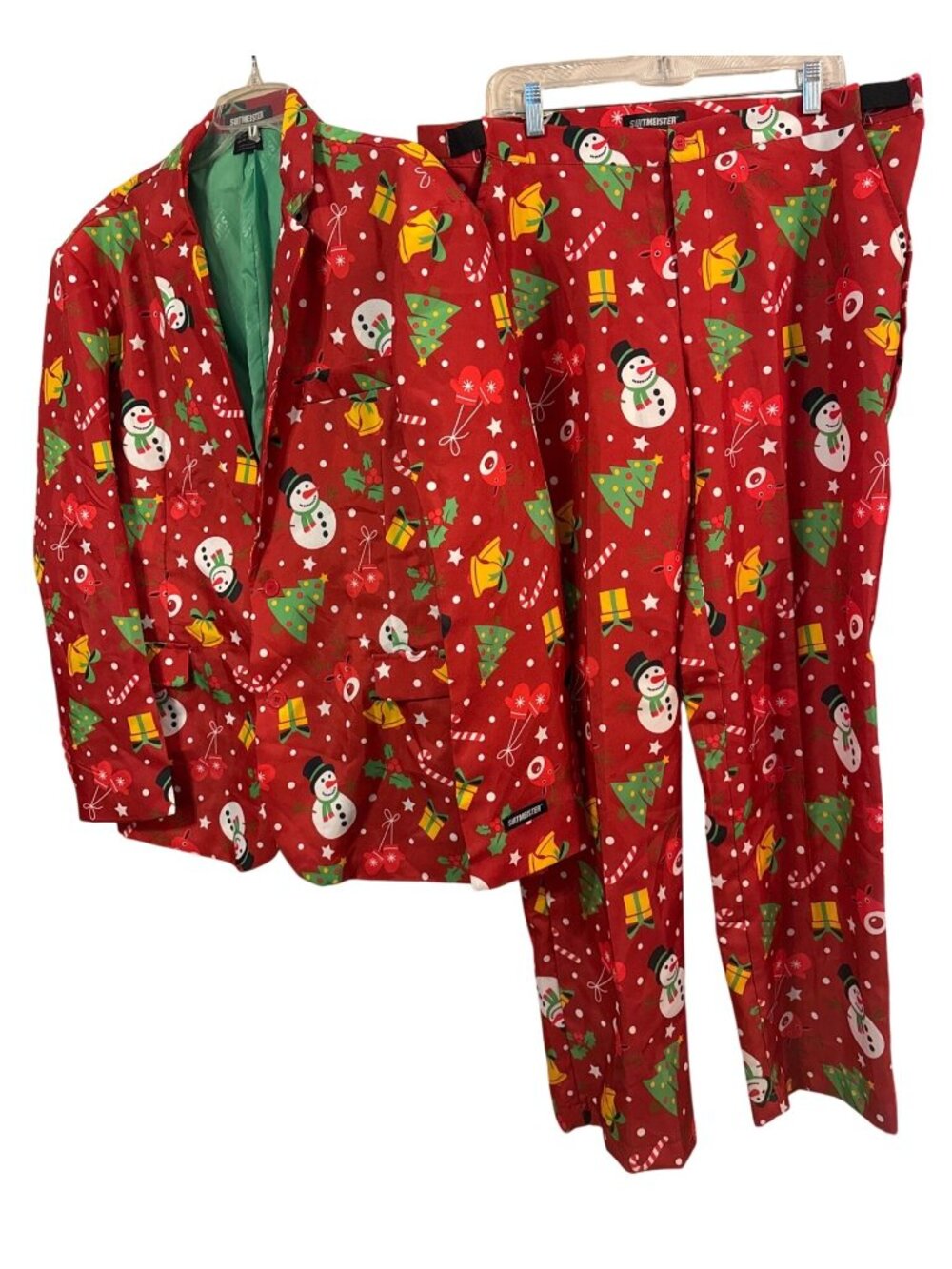 2 Pc Suitmeister Christmas Red Suit Sz XL 46-48 Lights Up